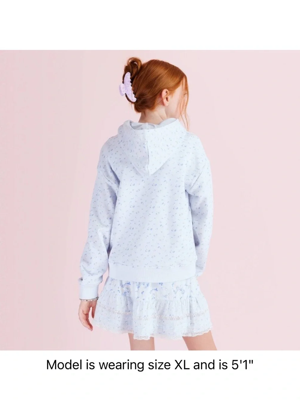 Light Blue Floral Hoodie LoveShackFancy XXL